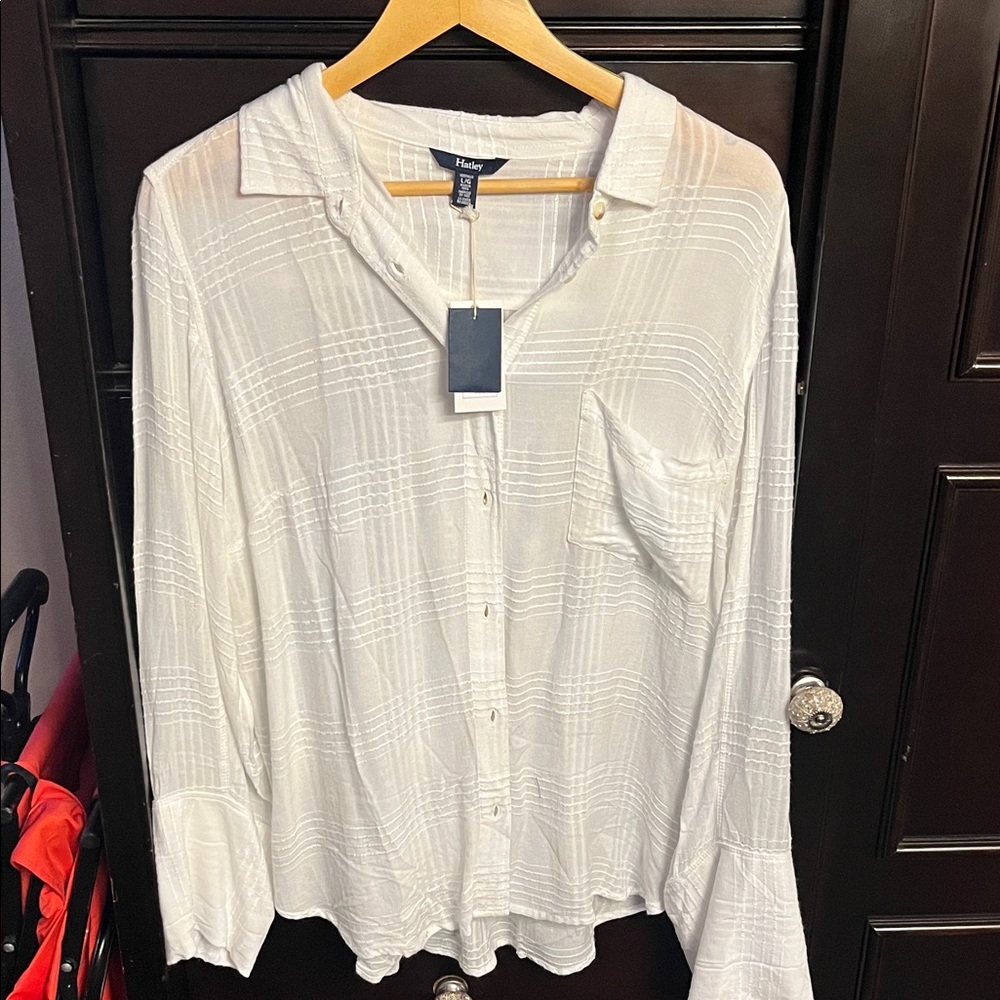 Hatley White Plaid Button-Up Blouse